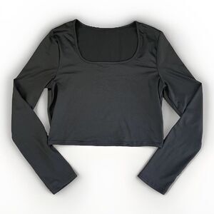 YOZY Black Long Sleeve Crop Top‎ SIZE XL Brand New Scoop Neck Polyester Stretchy